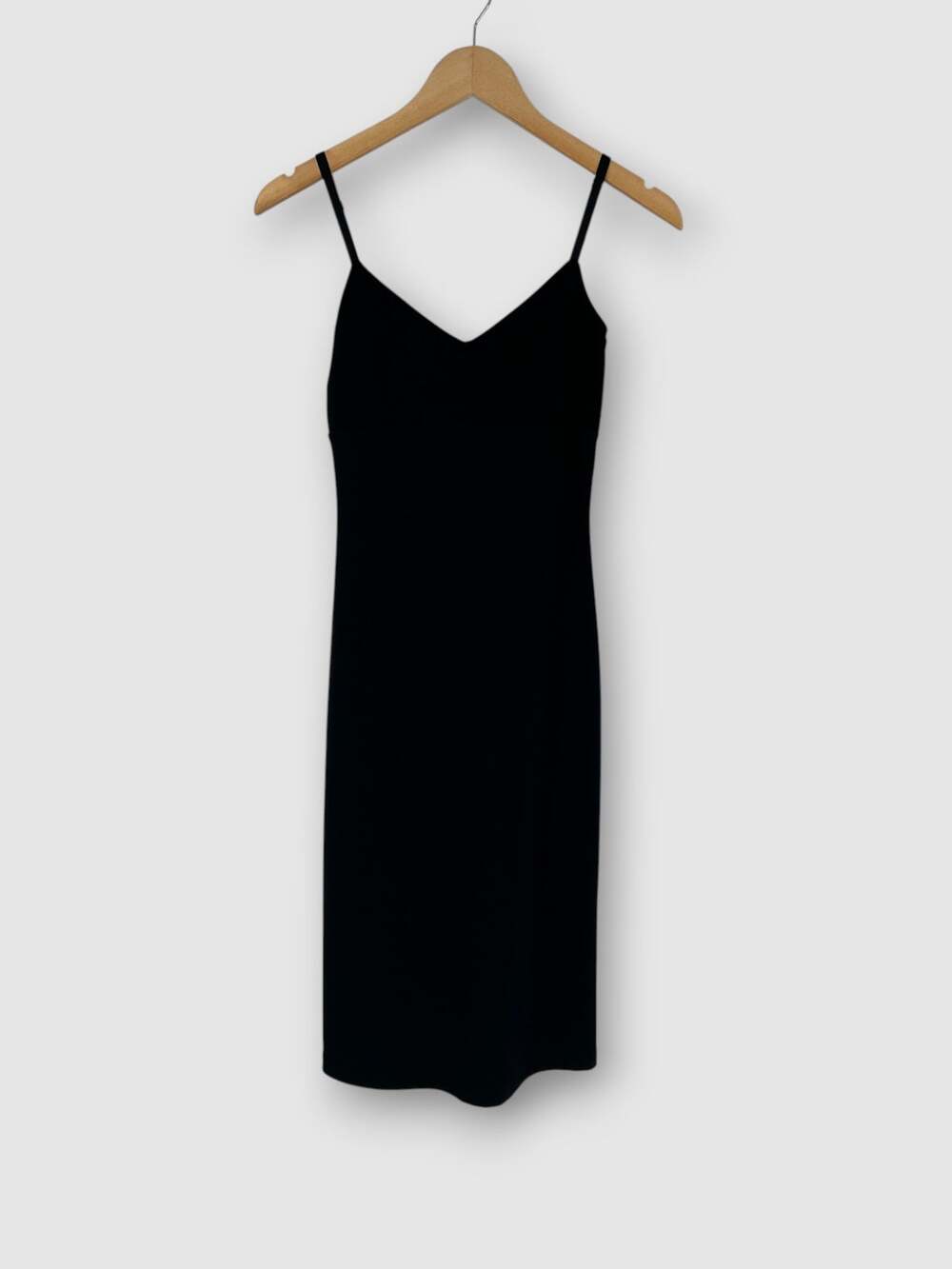 Vintage 90s Y2k Evolution Black Stretch Midi Slip Dress Size Small
